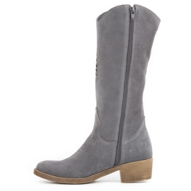 Olivier Ženske ažur kožne čizme Carla sive siva 1