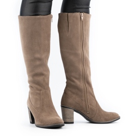 Olivier Ženske izolirane čizme na zemljanom stupu bež 1