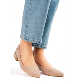 Vinceza Ženske bež balerinke od brušene kože na nisku petu iz Vinceze 2