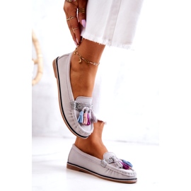 Evento Ženske antilop mokasinke s resama, siva Laressa 1