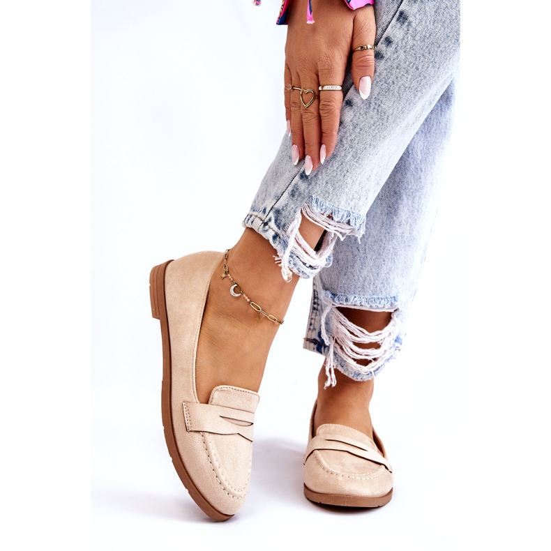 PS1 Udobne ženske mokasine od brušene kože bež Lucca 1