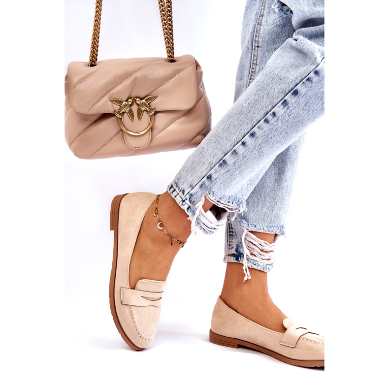 PS1 Udobne ženske mokasine od brušene kože bež Lucca 2