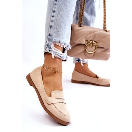 PS1 Udobne ženske mokasine od brušene kože bež Lucca 3