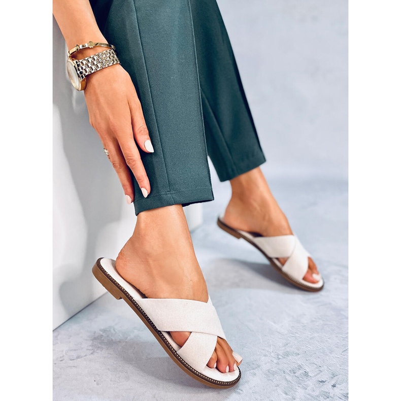 BM Alyson Beige ženske papuče u obliku križa bež 2