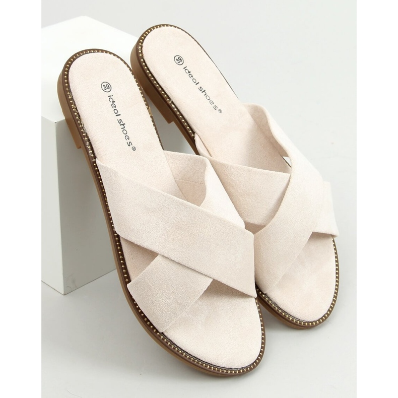 BM Alyson Beige ženske papuče u obliku križa bež 1