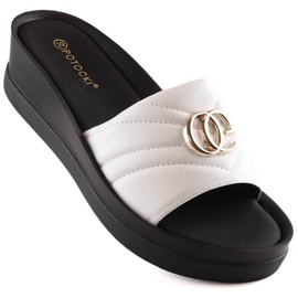 Ženske bijele papuče na wedge Potocki YQ21001 bijela 1