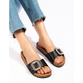 Udobne ženske crne papuče na platformi Shelovet crno 2