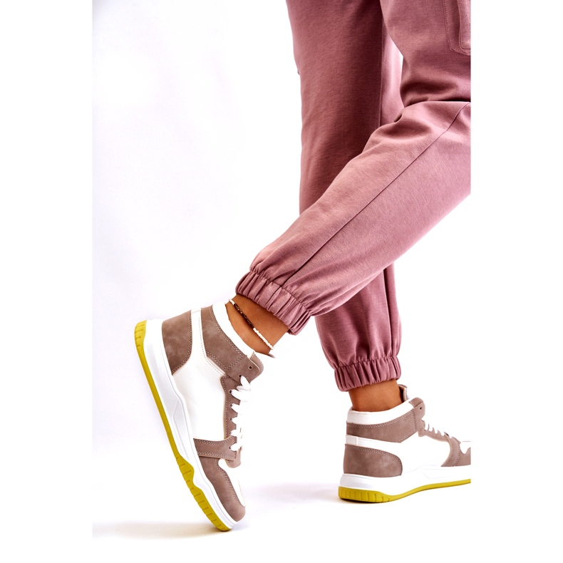 Visoke ženske sportske cipele, tenisice, bijele i bež boje bijela 4