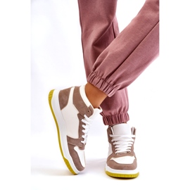 Visoke ženske sportske cipele, tenisice, bijele i bež boje bijela 3