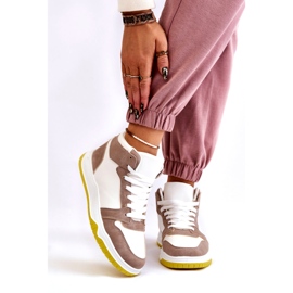 Visoke ženske sportske cipele, tenisice, bijele i bež boje bijela 2