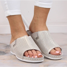 S.Barski Ženske kožne papuče na srebrnom klinu S. Barski srebro 1