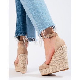 SHELOVET Elegantne wedge espadrile bež 1