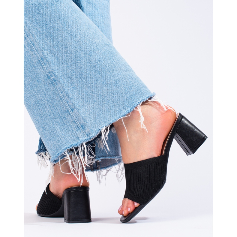 Shelovet ženske tekstilne crne tobogane na stup crno 2