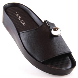 Ženske crne kožne papuče T.Sokolski L22-312 crna 1