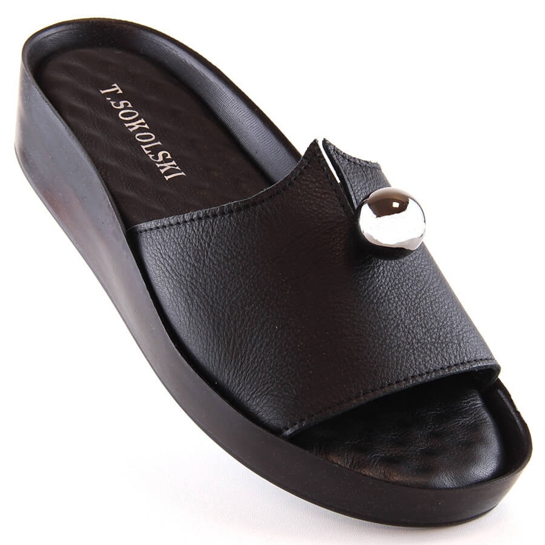 Ženske crne kožne papuče T.Sokolski L22-312 crna 1