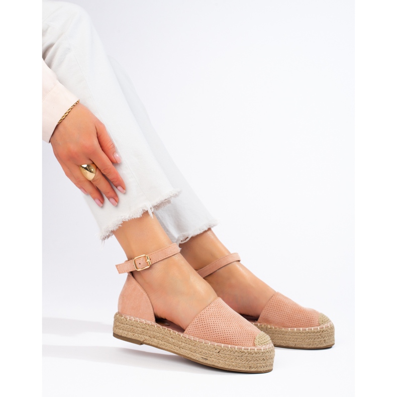 SHELOVET Espadrile s kopčom ružičasta 1