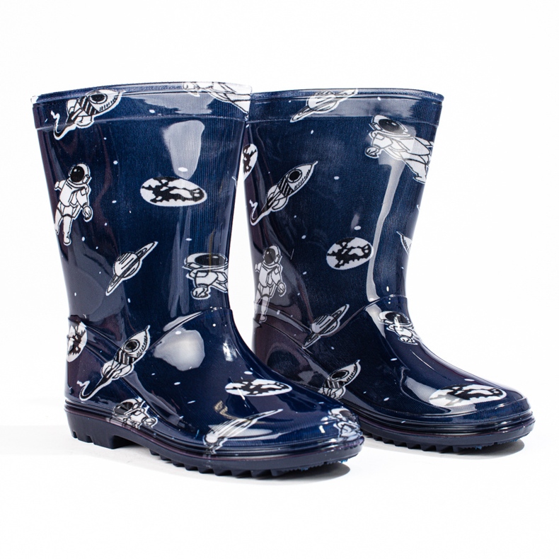 Galoše za visokog dječaka s uzorkom Shelovet tamnoplave plava 1