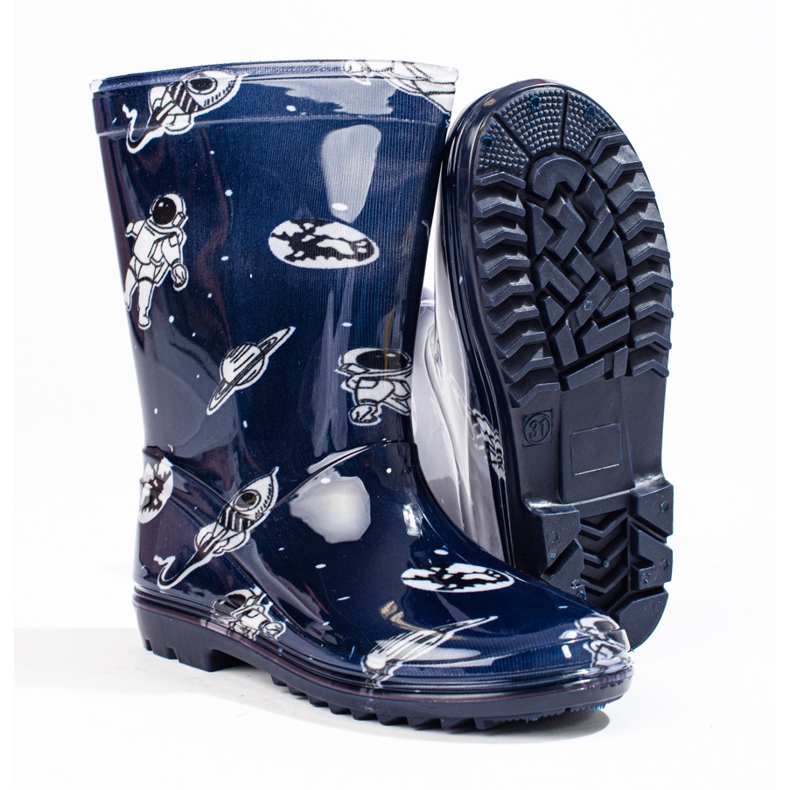 Galoše za visokog dječaka s uzorkom Shelovet tamnoplave plava 2