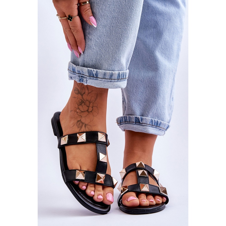 Ženske papuče s velikim nitnama Black Mercure crno 1