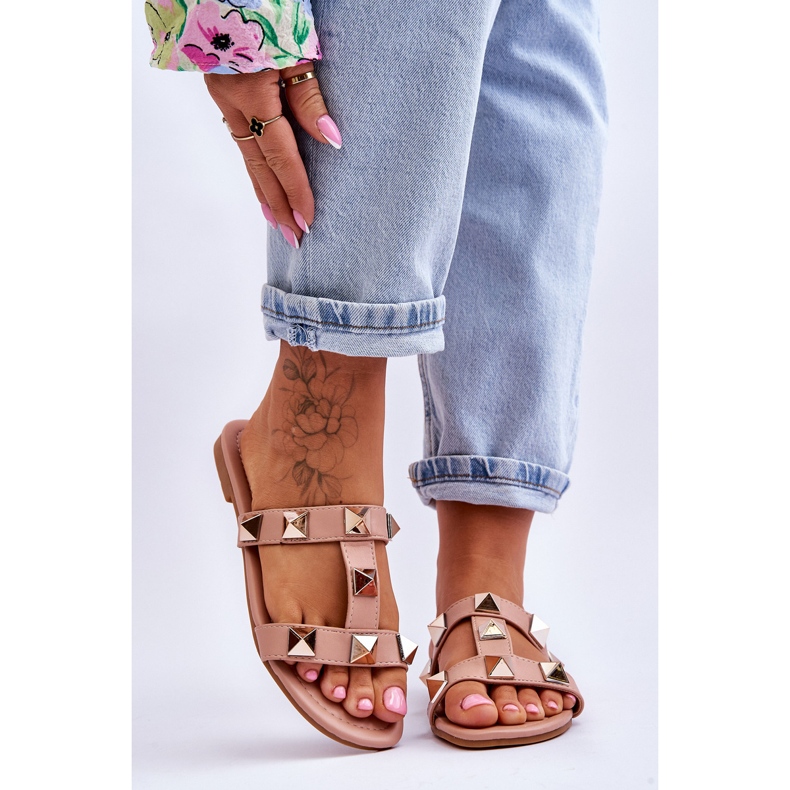 Nude Mercure ženske papuče s velikim nitnama ružičasta 1