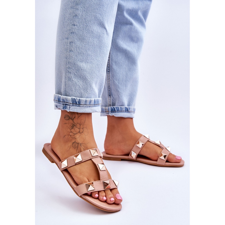 Nude Mercure ženske papuče s velikim nitnama ružičasta 2