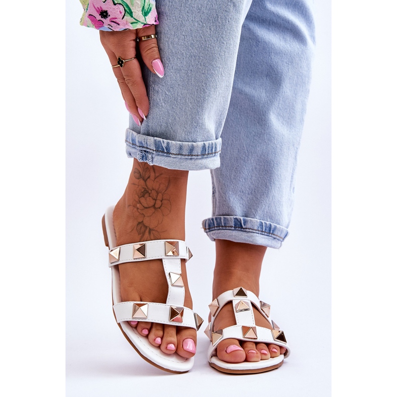 Ženske sandale s velikim nitnama bijele boje Mercure bijela 1