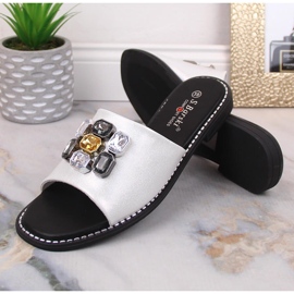 Ženske ravne udobne bijele papuče s cirkonima S.Barski Kv 2775-31 bijela 1