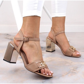 Bež ženske sandale sa ogledalnom petom Filippo Ds 4502 2