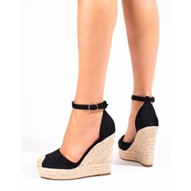 SHELOVET Elegantne wedge espadrile crna 1