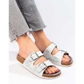 W. Potocki Udobne papuče Potocki bijela srebro 1