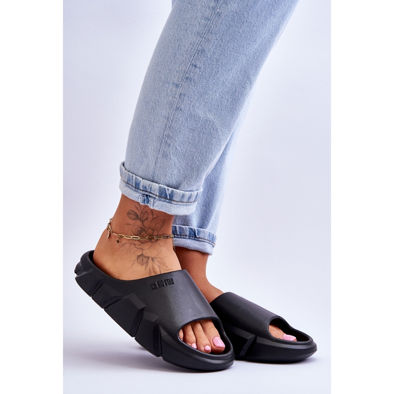 Lagane ženske papuče Big Star od pjene LL274594 crne crno 1