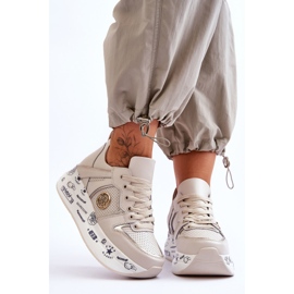 PE1 Ženske kožne tenisice na debelu platformu Bež Asturias 1