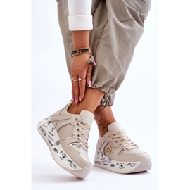 PE1 Ženske kožne tenisice na debelu platformu Bež Asturias 2