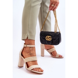 Sandale od brušene kože s pletenim petama Bež Roselia 2