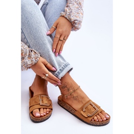 Ženske Camel Festil papuče s platformom od brušene kože smeđa 1