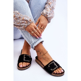 Ženske papuče s platformom od brušene kože crne Festil crna 1