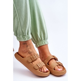 Ženske lagane pjenaste papuče smeđe Cleve smeđa 1