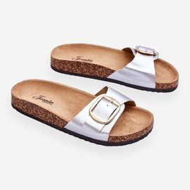 Ženske klasične plutene papuče s platformom Silver Noa srebro 1