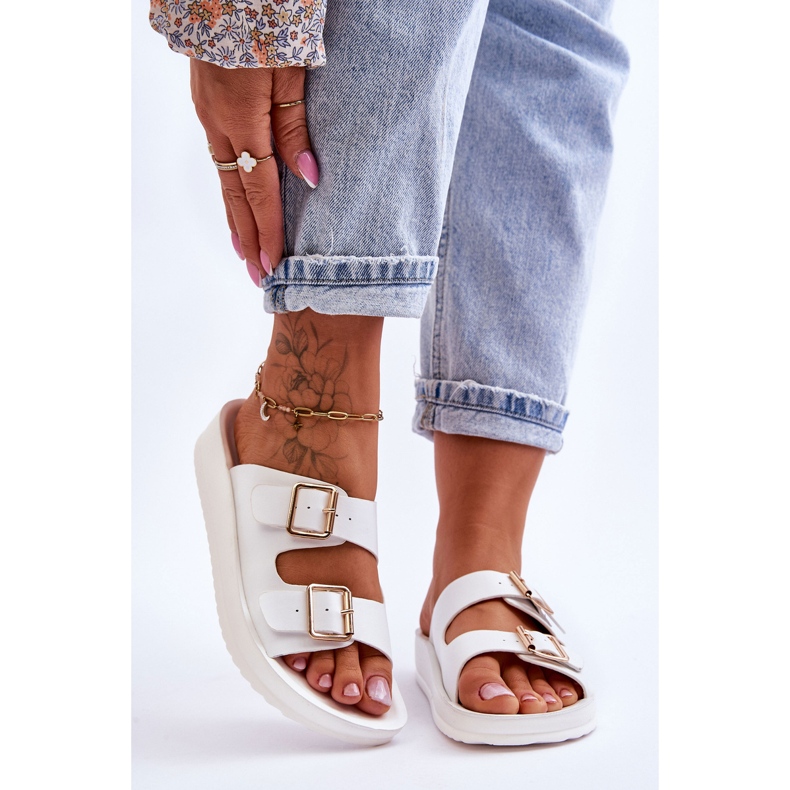 Ženske papuče s platformom na pruge Bijele Clever bijela 2