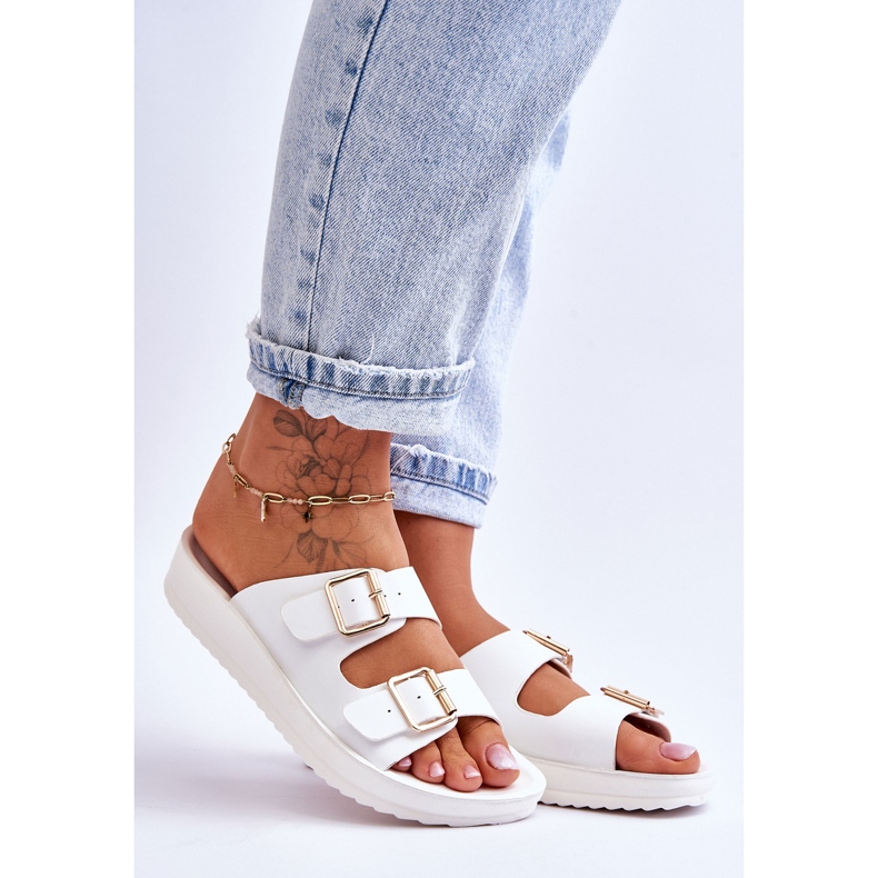 Ženske papuče s platformom na pruge Bijele Clever bijela 1