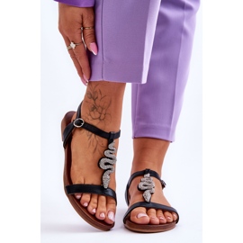 Kožne sandale s ukrasnom zmijom S.Barski KV-5541-42 crna 1