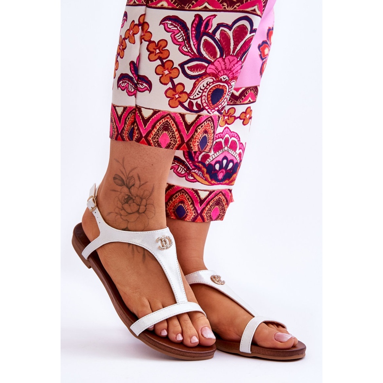 Ravne sandale s ukrasom S.Barski KV-5541-45 Srebro 1