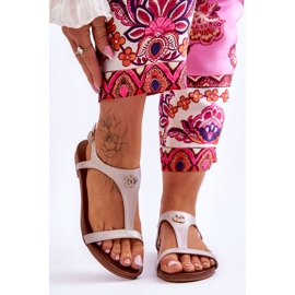 Ravne sandale s ukrasom S.Barski KV-5541-45 Bež 1