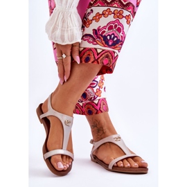 Ravne sandale s ukrasom S.Barski KV-5541-45 Bež 2