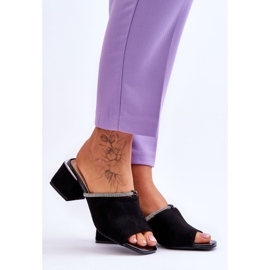 S.Barski Antilop papuče na visoku petu KV-612-2 crne crno 1