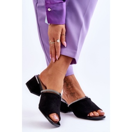 S.Barski Antilop papuče na visoku petu KV-612-2 crne crna 2