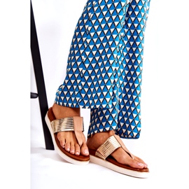 Ženske flip-flops na bež-gold platformi 1
