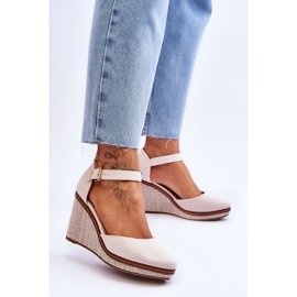 PS1 Ženske klasične sandale na klin, bež malani 2