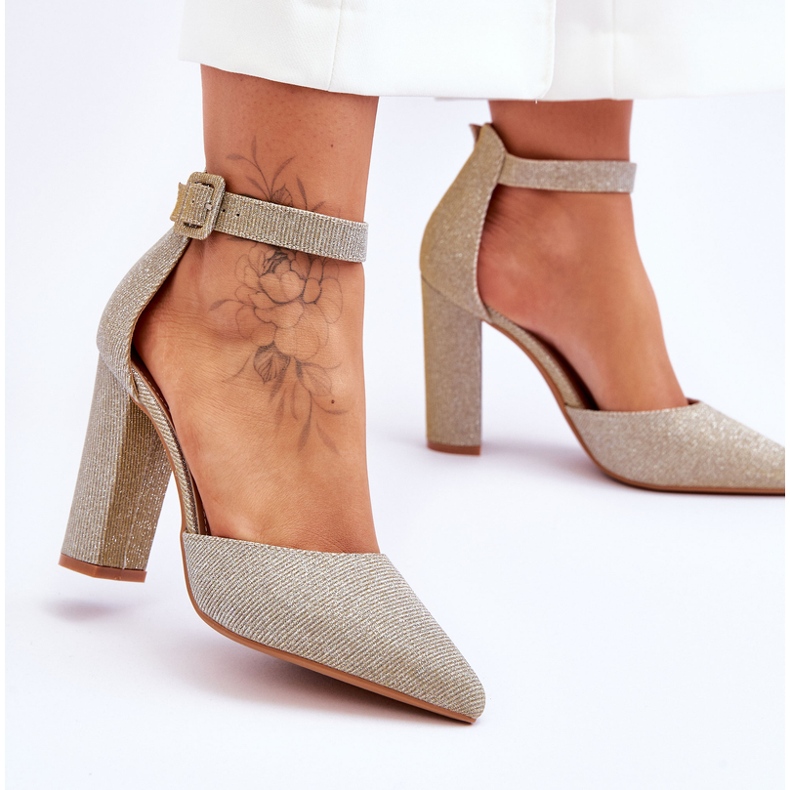 Sjajne cipele na visoku petu, zlatne, istinska ljubav zlatna 2