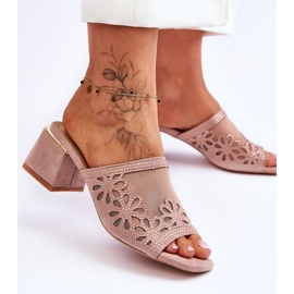 Papuče na petu s mrežicom S.Barski KV-612-1 Gole bež 2